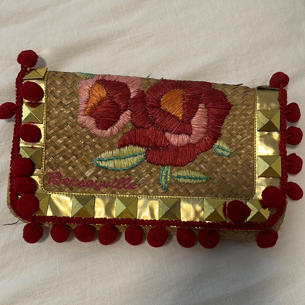 Betsey Johnson raffia clutch
